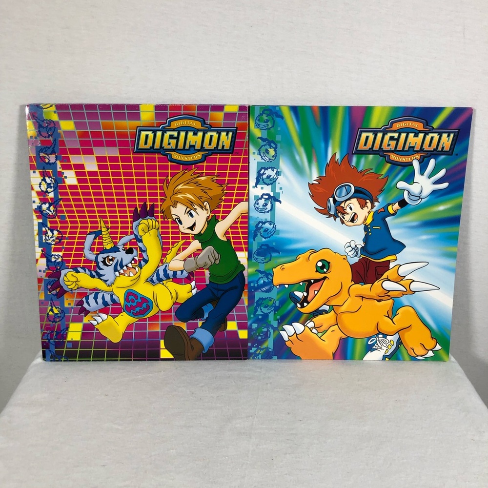 Lot of 6 Vintage 1999 Digimon Original School Folders w/3 Ring Binder Holes New
